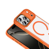 Apple iPhone 18 Pro Max Kılıf Wireless Şarj Özellikli Zore Krom M-safe Silikon Kapak Turuncu