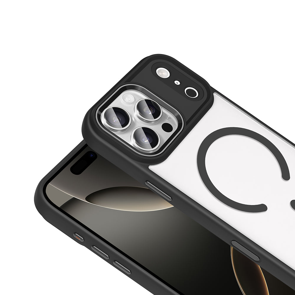 Apple iPhone 18 Pro Max Kılıf Wireless Şarj Özellikli Zore Krom M-safe Silikon Kapak Gri