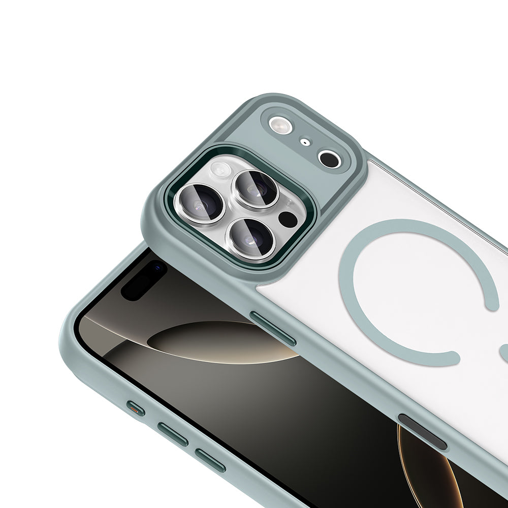 Apple iPhone 18 Pro Max Kılıf Wireless Şarj Özellikli Zore Krom M-safe Silikon Kapak Desert Gold