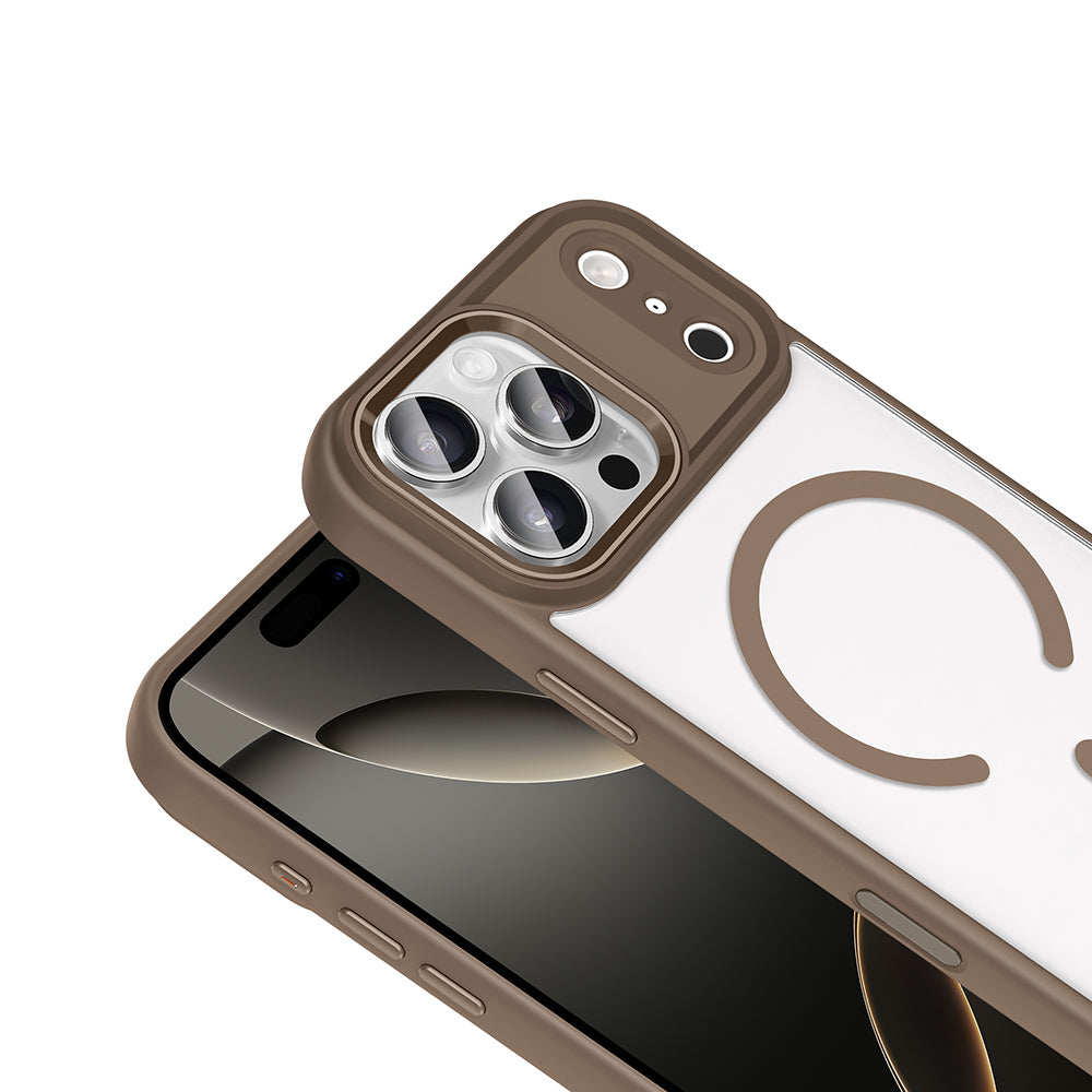 Apple iPhone 18 Pro Max Kılıf Wireless Şarj Özellikli Zore Krom M-safe Silikon Kapak Gri
