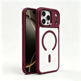 Apple iPhone 18 Pro Max Kılıf Wireless Şarj Özellikli Zore Krom M-safe Silikon Kapak Mürdüm
