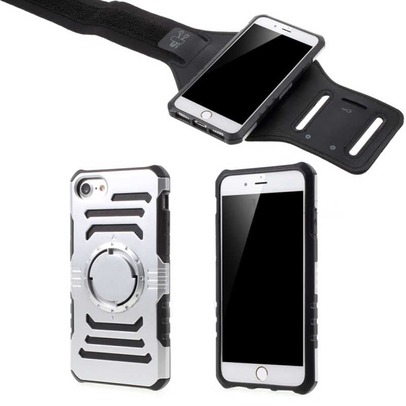 Apple iPhone 5 Kılıf Zore 2 in 1 Kol Bandı Füme