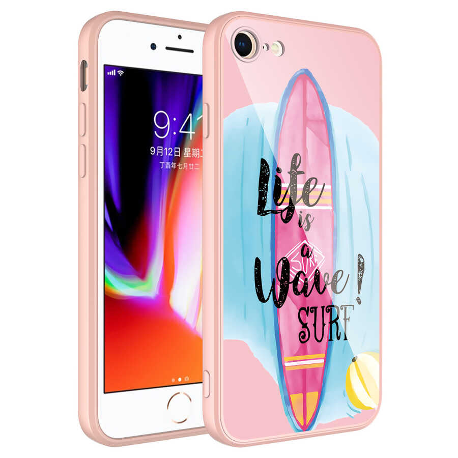 Apple iPhone 7 Kılıf Kamera Korumalı Desenli Sert Silikon Zore Epoksi Kapak NO10