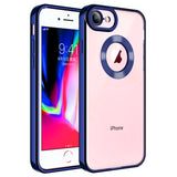 Apple iPhone 7 Kılıf Kamera Korumalı Logo Gösteren Zore Omega Kapak Lacivert