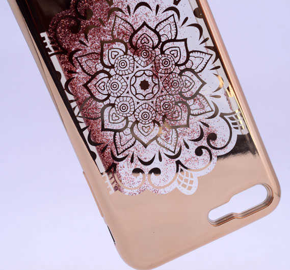 Apple iPhone 7 Kılıf Zore Lazer Çiçekli Sıvılı Silikon Gümüş
