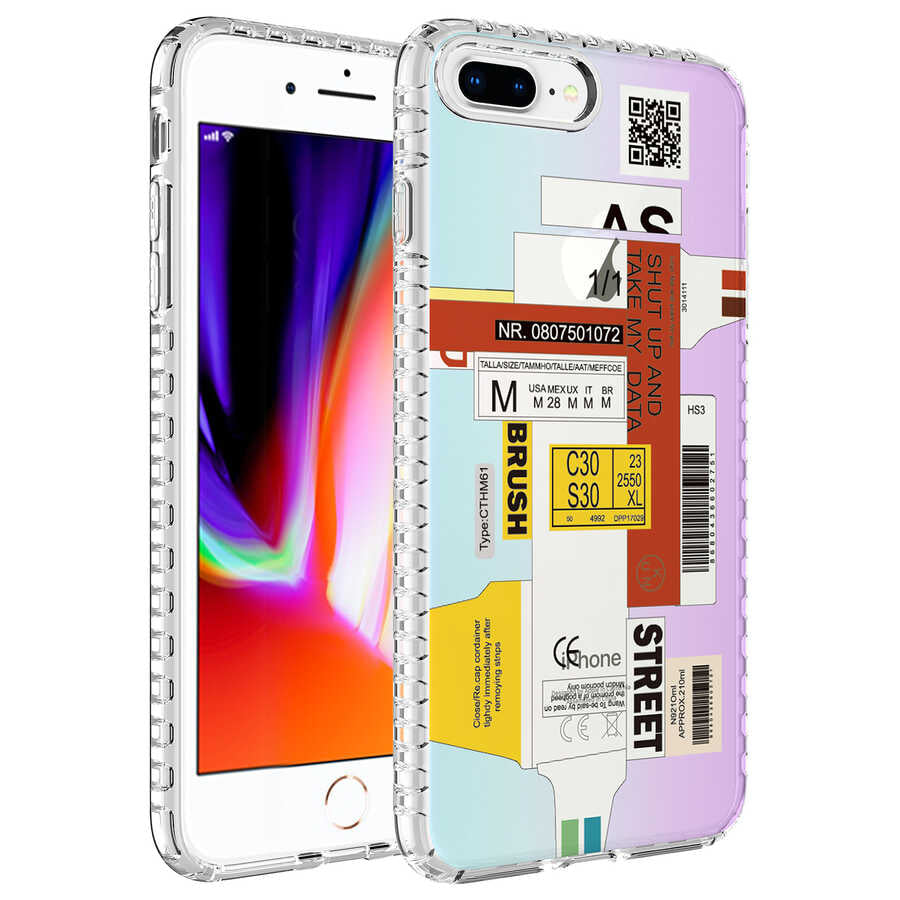 Apple iPhone 7 Plus Kılıf Airbag Kenarlı Renkli Desenli Silikon Zore Elegans Kapak NO2