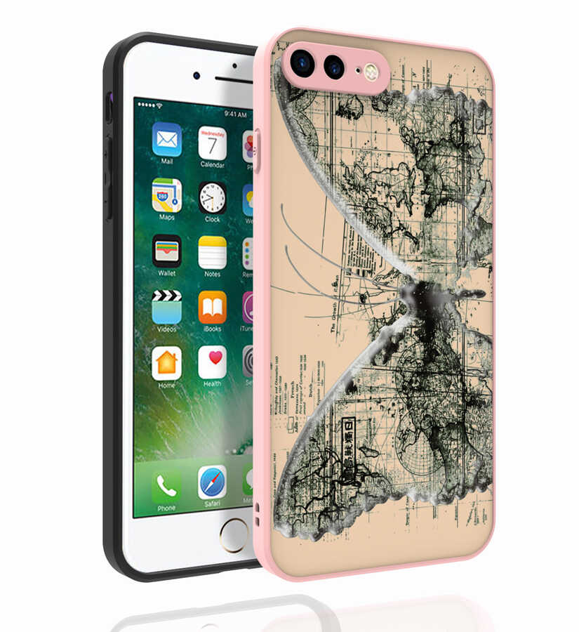 Apple iPhone 7 Plus Kılıf Desenli Kamera Korumalı Parlak Zore Nora Kapak NO4