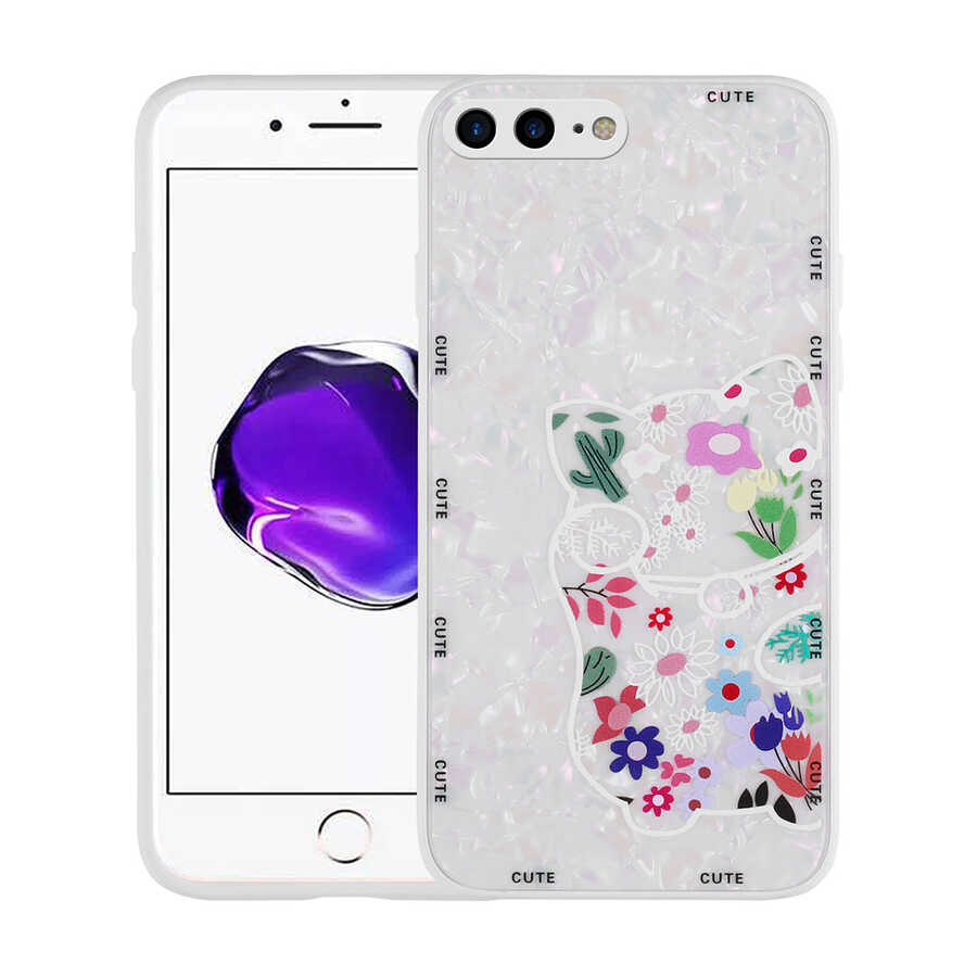Apple iPhone 7 Plus Kılıf Desenli Sert Silikon Zore Mumila Kapak Lilac Bear