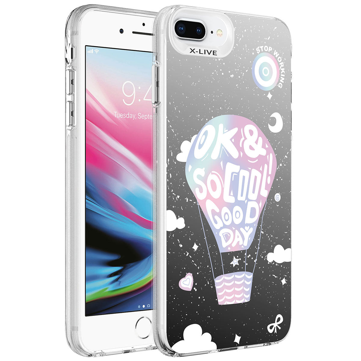 Apple iPhone 7 Plus Kılıf Desenli Zore Silver Sert Kapak Balon