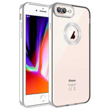 Apple iPhone 7 Plus Kılıf Kamera Korumalı Logo Gösteren Zore Omega Kapak Gümüş