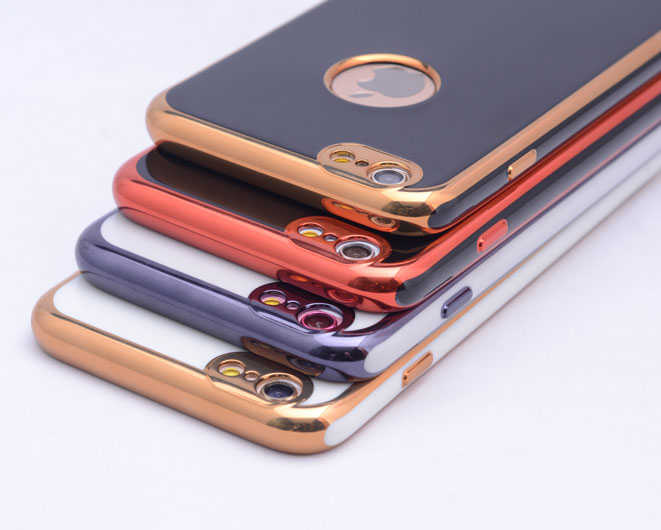 Apple iPhone 7 Plus Kılıf Zore Arkası Parlak 360 Silikon Siyah-Gold