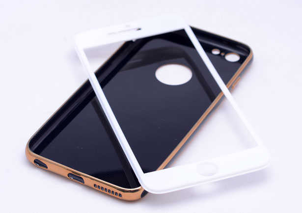 Apple iPhone 7 Plus Kılıf Zore Arkası Parlak 360 Silikon Siyah-Gold