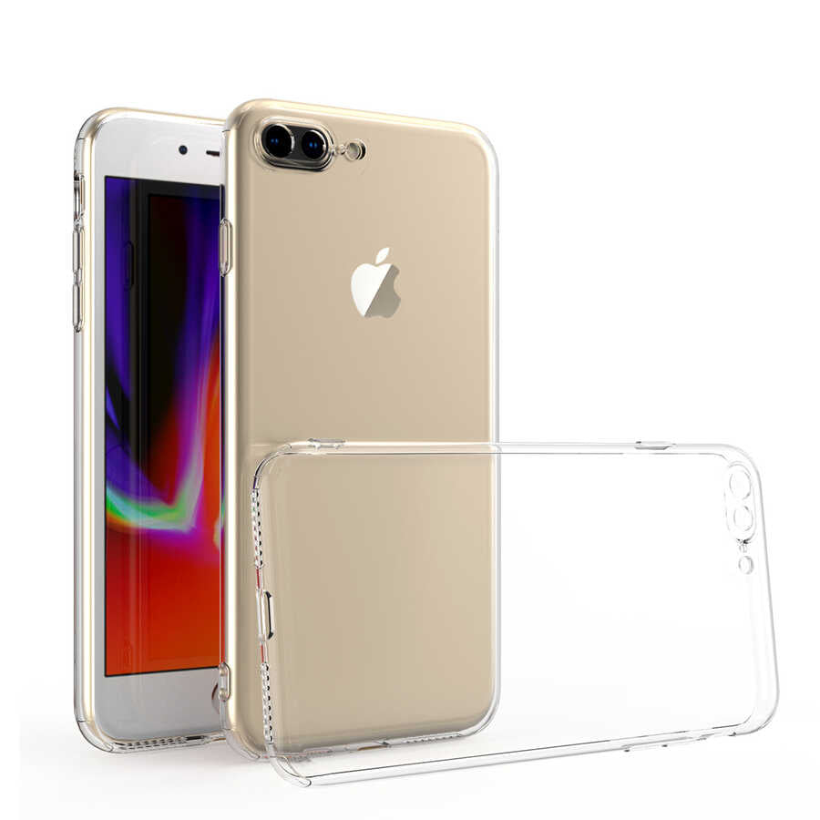 Apple iPhone 7 Plus Kılıf Zore Kamera Korumalı Süper Silikon Kapak Renksiz