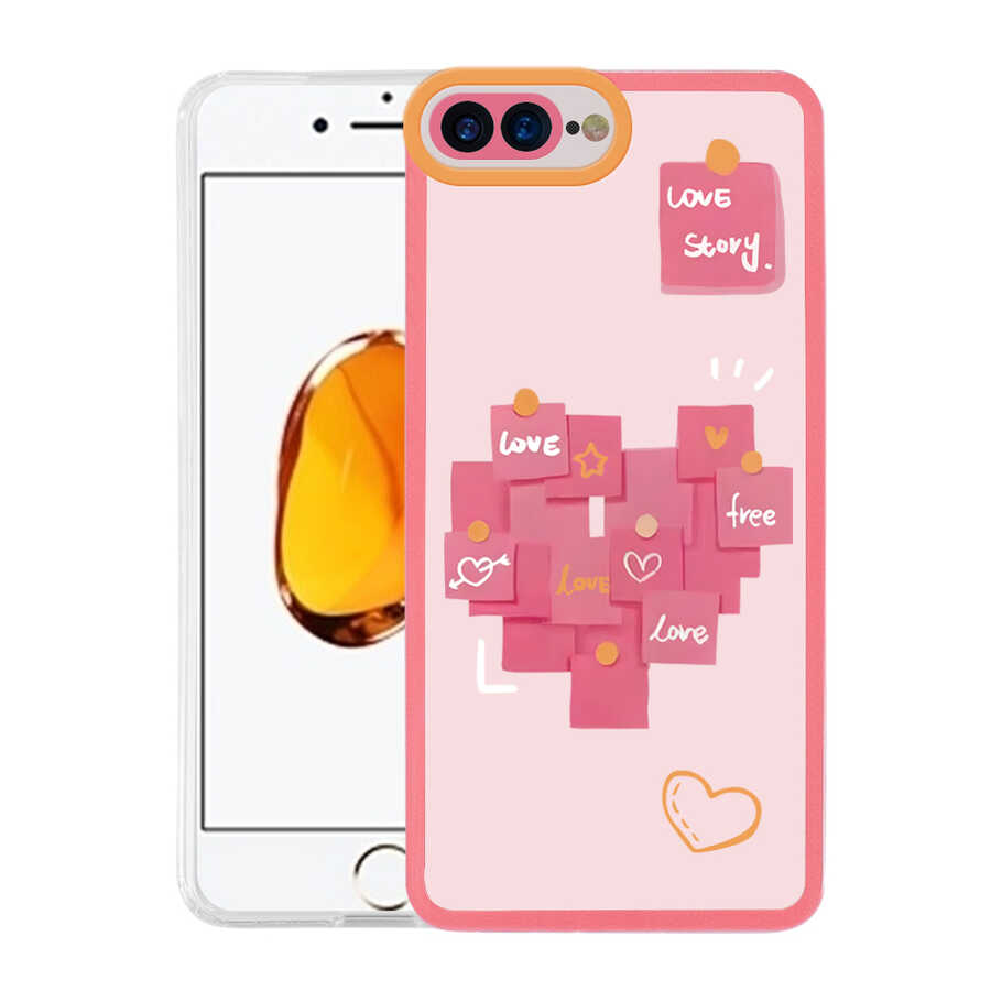 Apple iPhone 7 Plus Kılıf Zore M-Fit Desenli Kapak Love Story No2