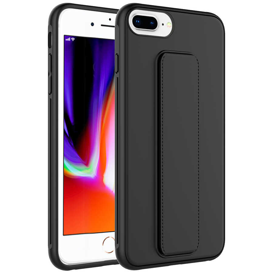 Apple iPhone 7 Plus Kılıf Zore Qstand Kapak Siyah