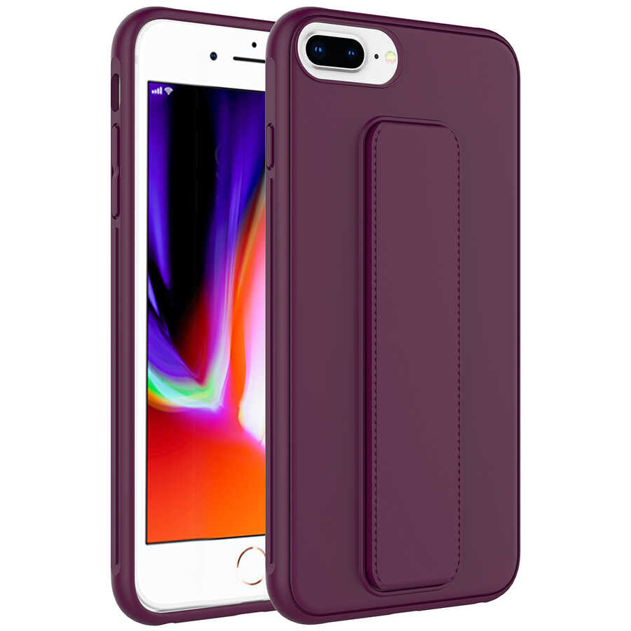Apple iPhone 7 Plus Kılıf Zore Qstand Kapak Mürdüm