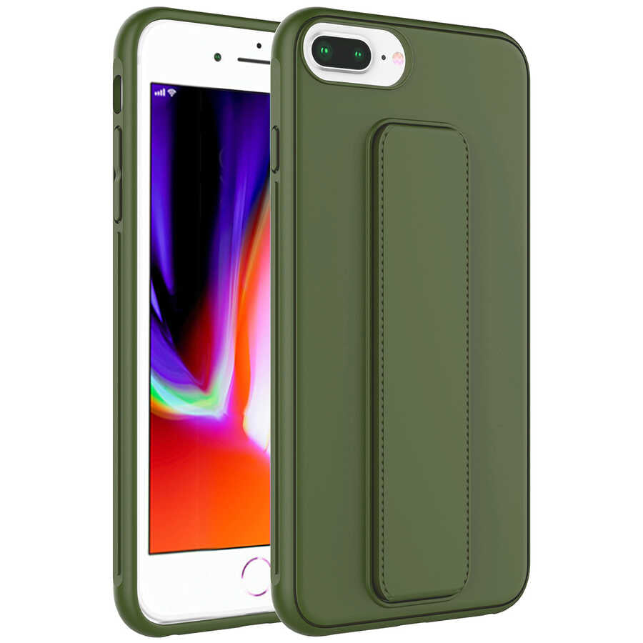 Apple iPhone 7 Plus Kılıf Zore Qstand Kapak Koyu Yeşil