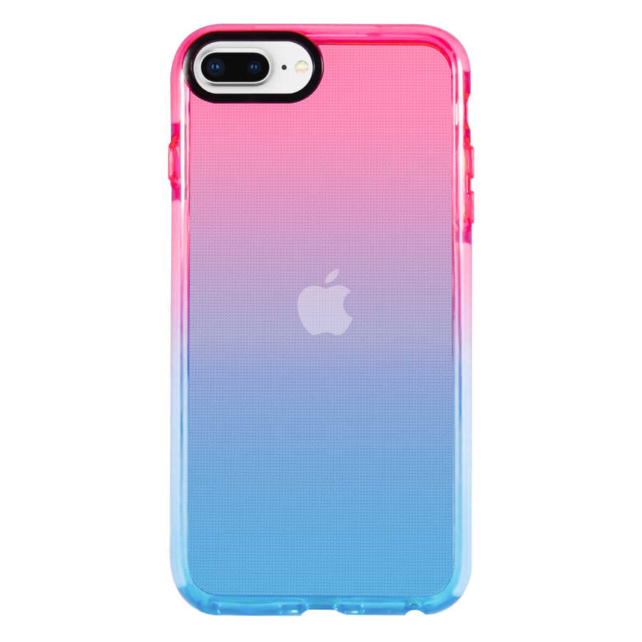 Apple iPhone 7 Plus Kılıf Zore Renkli Punto Kapak Pembe-Mavi