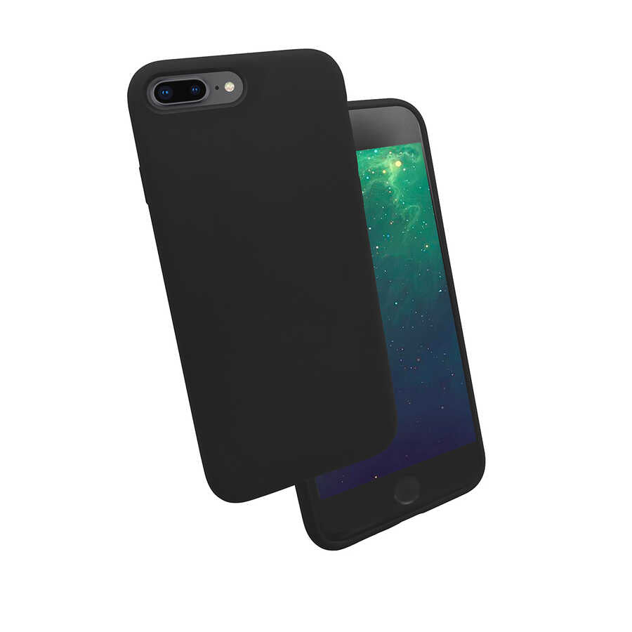 Apple iPhone 7 Plus Kılıf Zore Silk Silikon Siyah