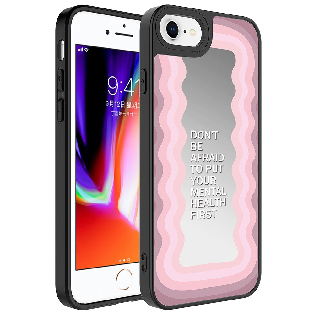 Apple iPhone 8 Kılıf Aynalı Desenli Kamera Korumalı Parlak Zore Mirror Kapak Love