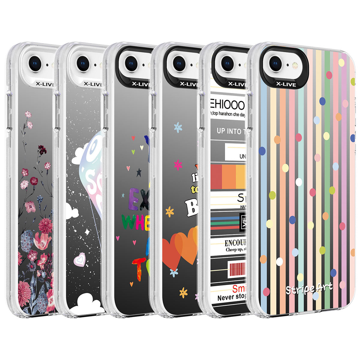 Apple iPhone 8 Kılıf Desenli Zore Silver Sert Kapak Balon