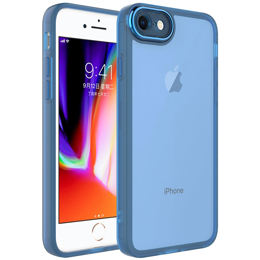 Apple iPhone 8 Kılıf Kamera Korumalı Transparan Zore Post Kapak Mavi
