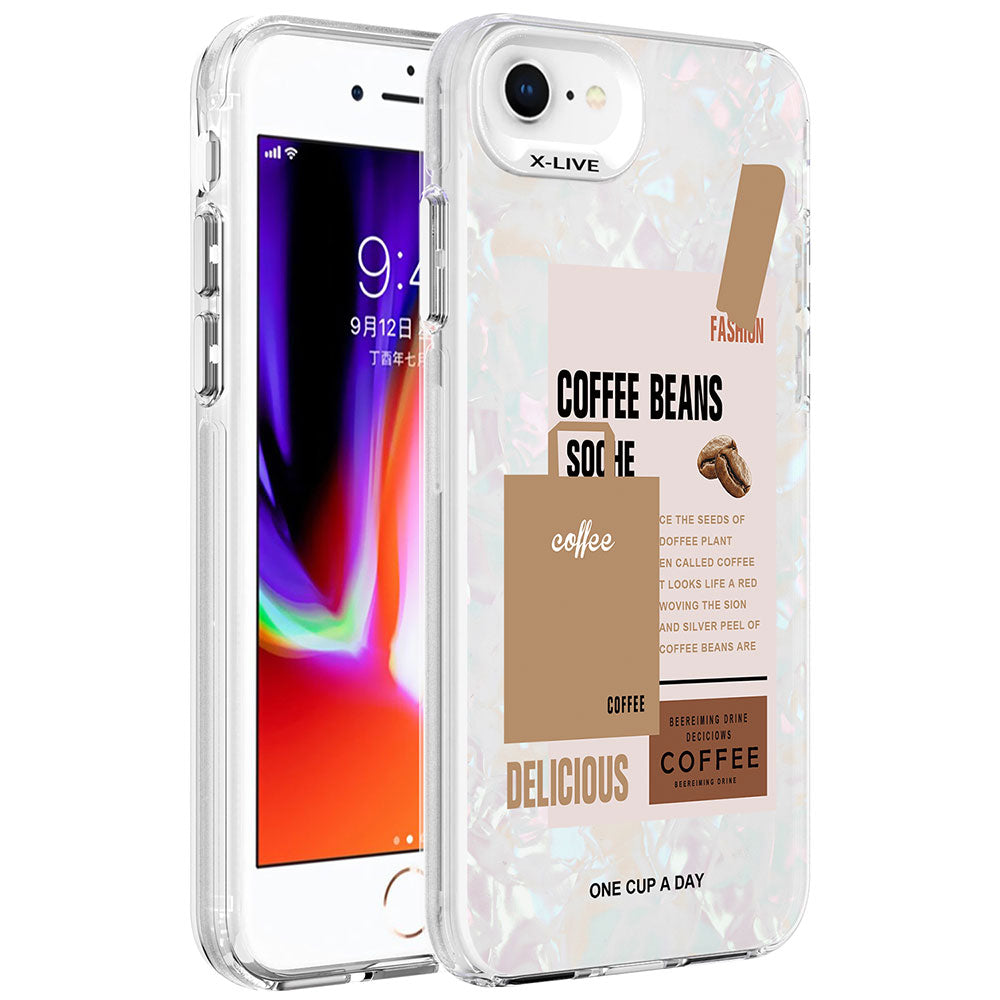 Apple iPhone 8 Kılıf Mermer Desenli Zore Marbello Kapak Yeşil