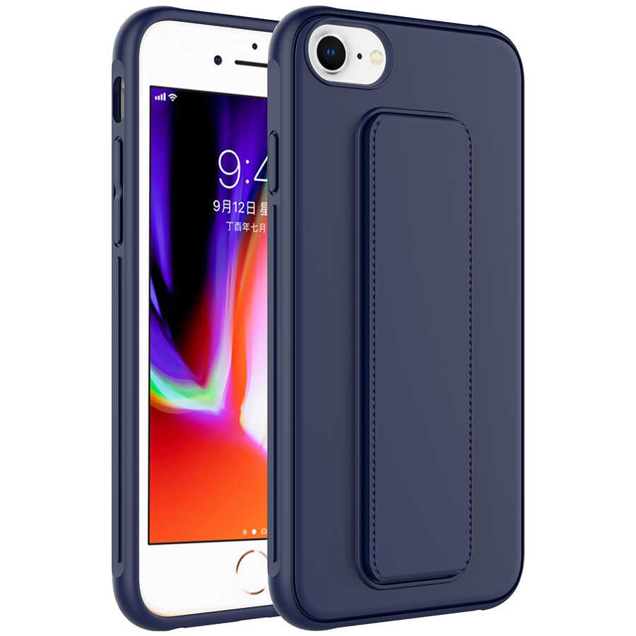 Apple iPhone 8 Kılıf Zore Qstand Kapak Lacivert