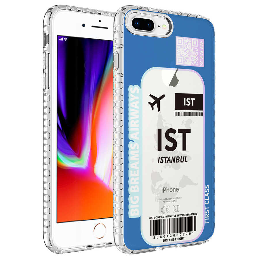 Apple iPhone 8 Plus Kılıf Airbag Kenarlı Renkli Desenli Silikon Zore Elegans Kapak NO4