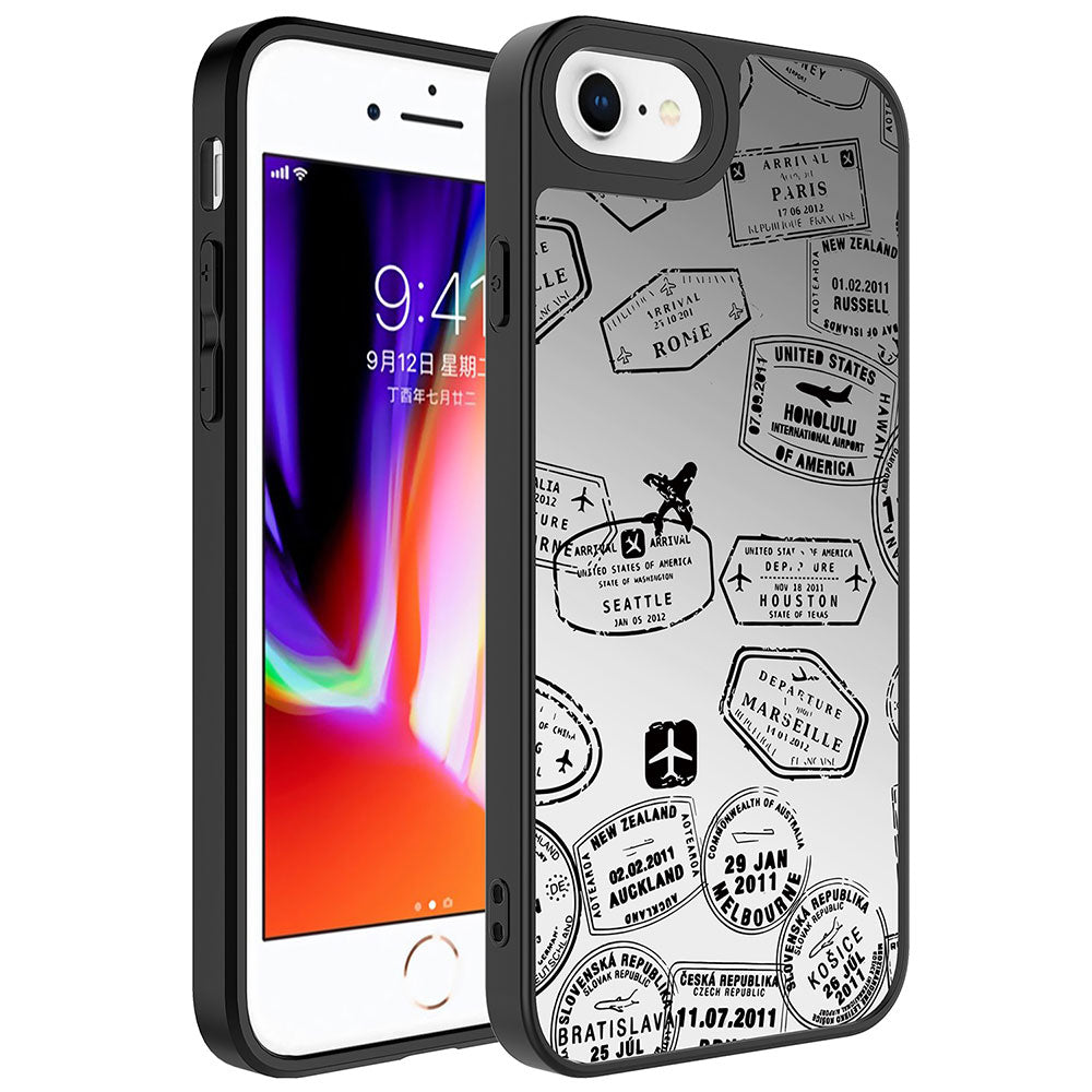 Apple iPhone 8 Plus Kılıf Aynalı Desenli Kamera Korumalı Parlak Zore Mirror Kapak Seyahat