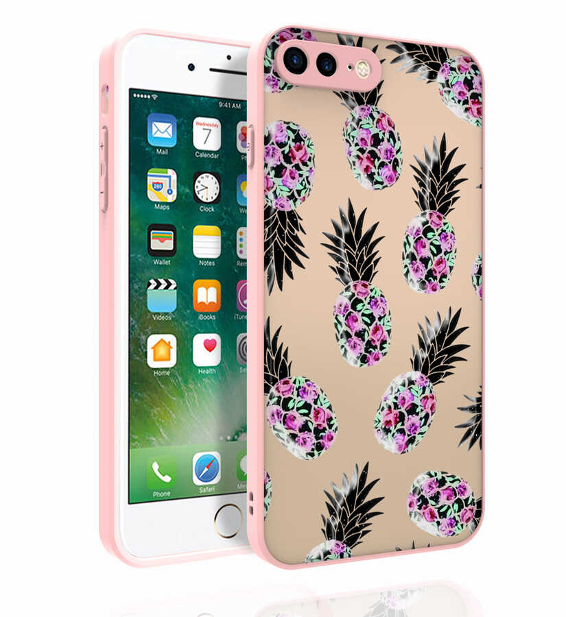 Apple iPhone 8 Plus Kılıf Desenli Kamera Korumalı Parlak Zore Nora Kapak NO1