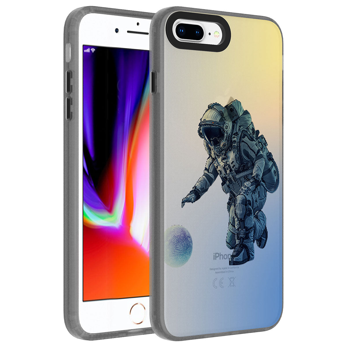 Apple iPhone 8 Plus Kılıf Desenli Zore Dragon Sert Kapak Astronot