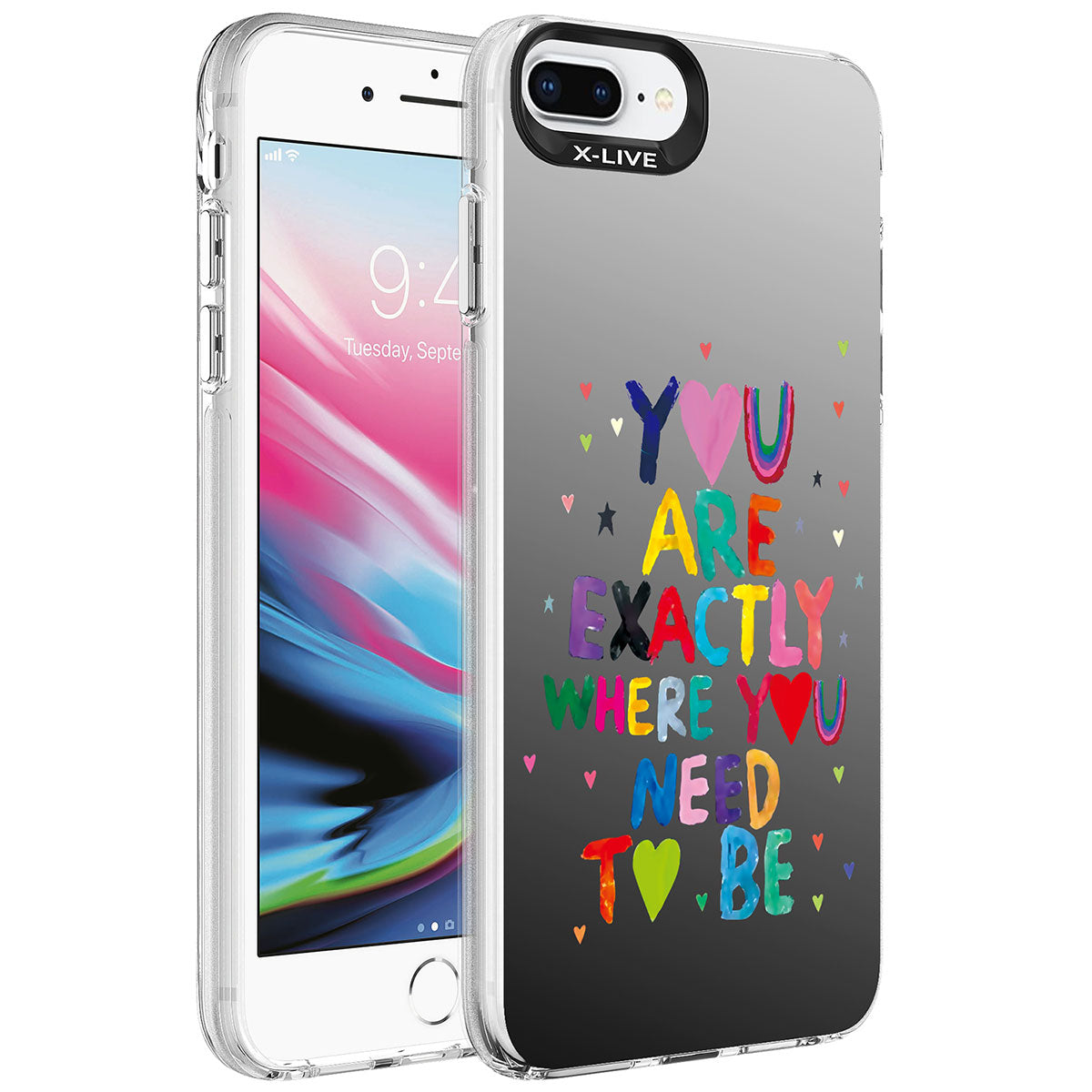 Apple iPhone 8 Plus Kılıf Desenli Zore Silver Sert Kapak Çiçek