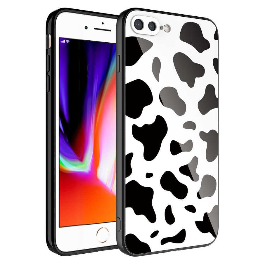 Apple iPhone 8 Plus Kılıf Kamera Korumalı Desenli Sert Silikon Zore Epoksi Kapak NO7
