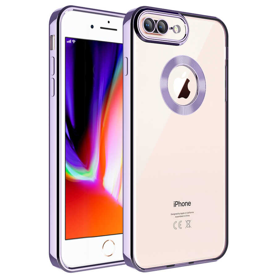 Apple iPhone 8 Plus Kılıf Kamera Korumalı Logo Gösteren Zore Omega Kapak Sierra Mavi