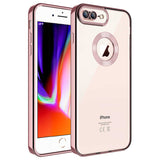 Apple iPhone 8 Plus Kılıf Kamera Korumalı Logo Gösteren Zore Omega Kapak Rose Gold