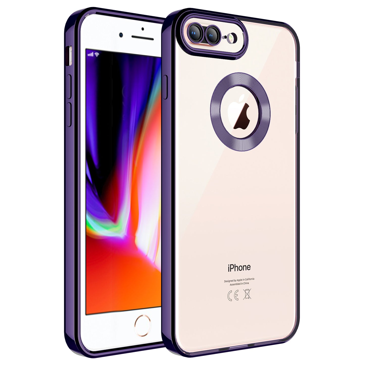 Apple iPhone 8 Plus Kılıf Kamera Korumalı Logo Gösteren Zore Omega Kapak Derin Mor