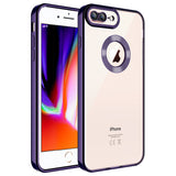 Apple iPhone 8 Plus Kılıf Kamera Korumalı Logo Gösteren Zore Omega Kapak Derin Mor