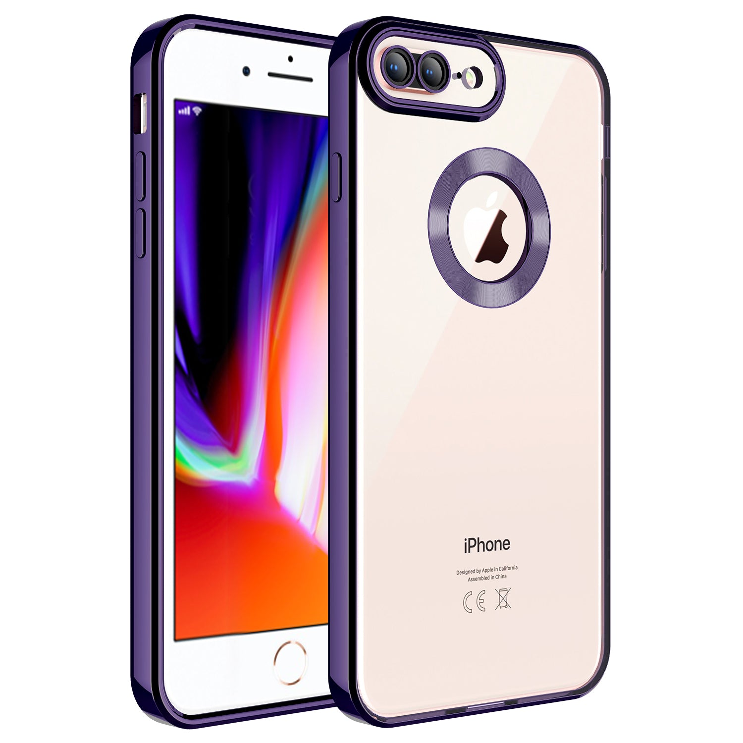 Apple iPhone 8 Plus Kılıf Kamera Korumalı Logo Gösteren Zore Omega Kapak Derin Mor