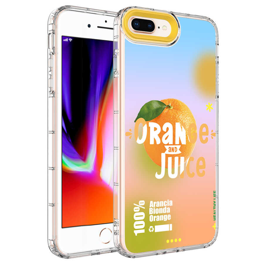 Apple iPhone 8 Plus Kılıf Kamera Korumalı Renkli Desenli Sert Silikon Zore Korn Kapak NO3
