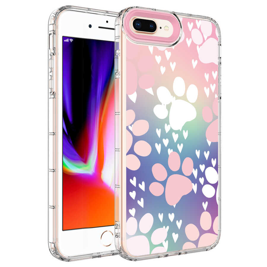 Apple iPhone 8 Plus Kılıf Kamera Korumalı Renkli Desenli Sert Silikon Zore Korn Kapak NO7