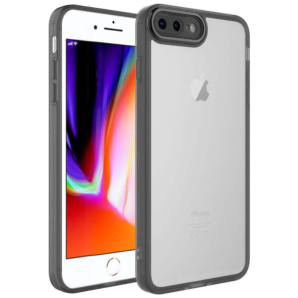 Apple iPhone 8 Plus Kılıf Kamera Korumalı Transparan Zore Post Kapak Siyah