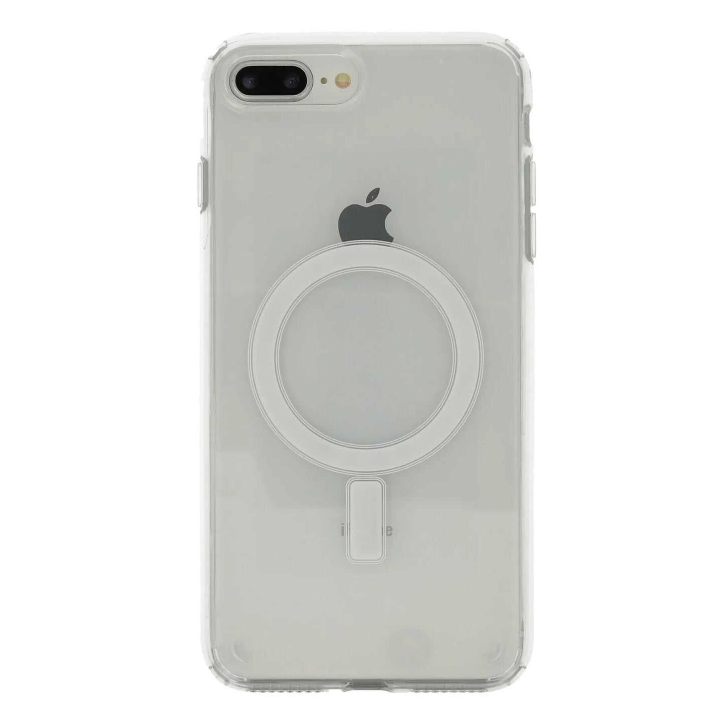 Apple iPhone 8 Plus Kılıf M-safe Şarj Özellikli Şeffaf Sert PC Zore Embos Kapak Renksiz
