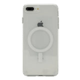 Apple iPhone 8 Plus Kılıf M-safe Şarj Özellikli Şeffaf Sert PC Zore Embos Kapak Renksiz