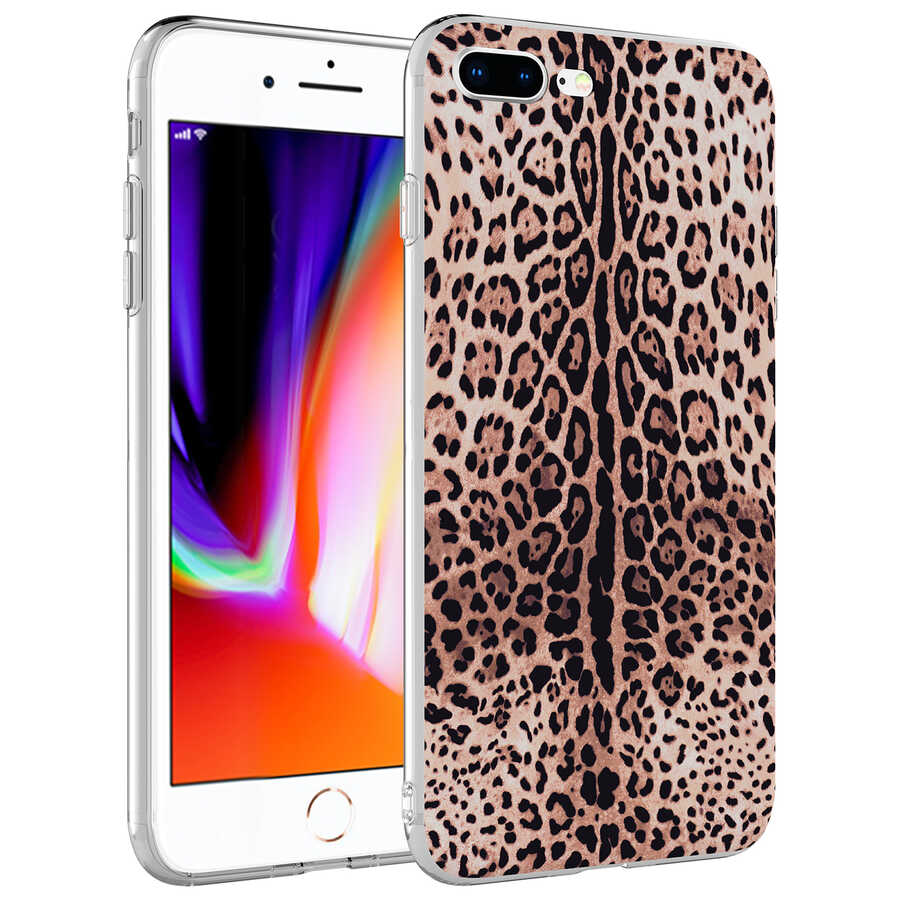 Apple iPhone 8 Plus Kılıf Zore Bella Kapak Leopar