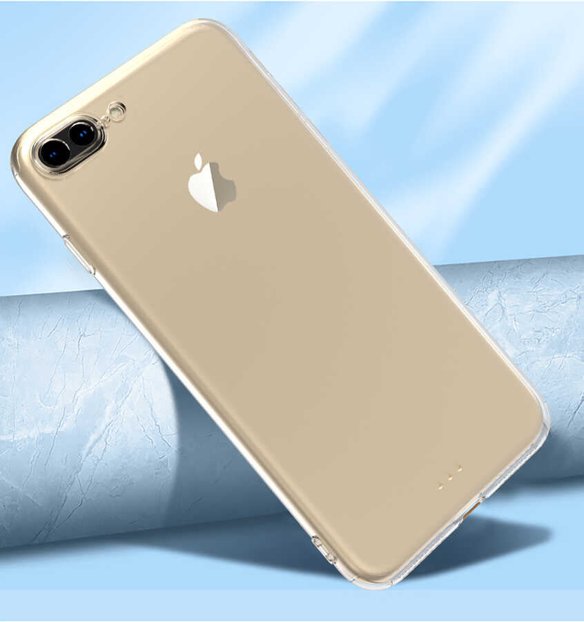 Apple iPhone 8 Plus Kılıf Zore Kamera Korumalı Süper Silikon Kapak Renksiz