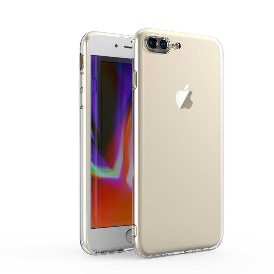 Apple iPhone 8 Plus Kılıf Zore Kamera Korumalı Süper Silikon Kapak Renksiz