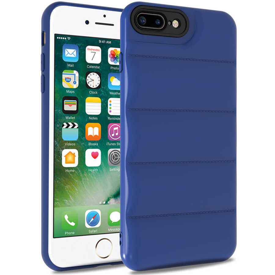 Apple iPhone 8 Plus Kılıf Zore Kasis Kapak Saks Mavi
