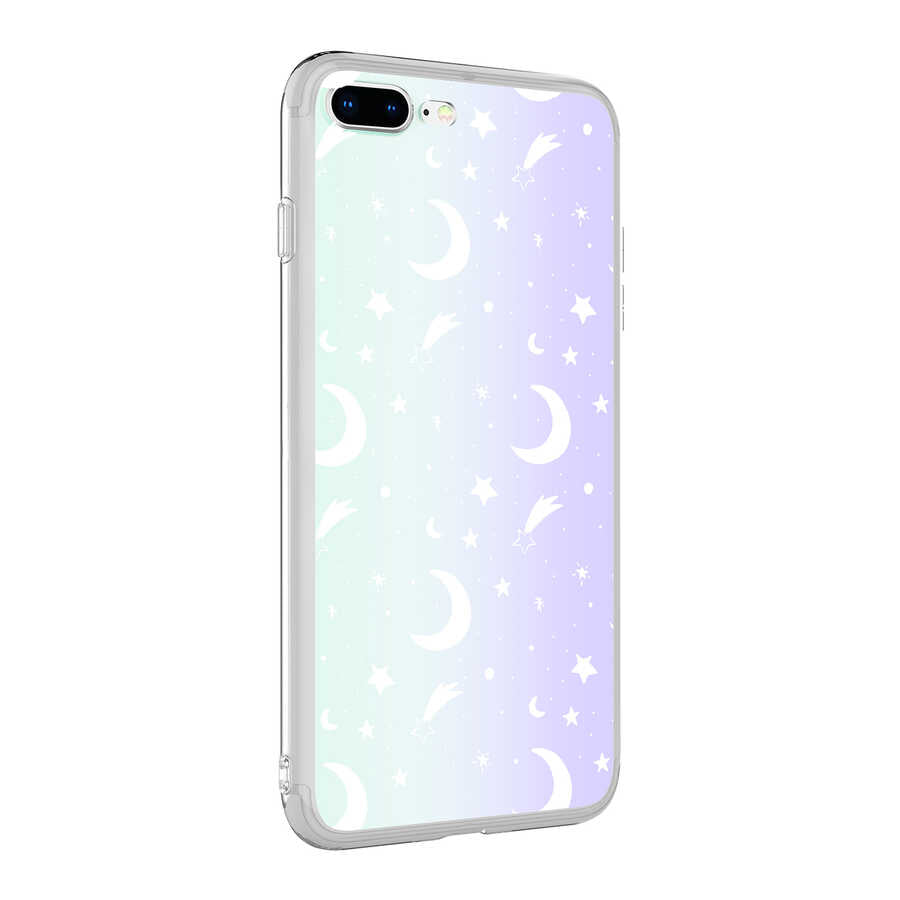 Apple iPhone 8 Plus Kılıf Zore M-Blue Desenli Kapak Heart No3