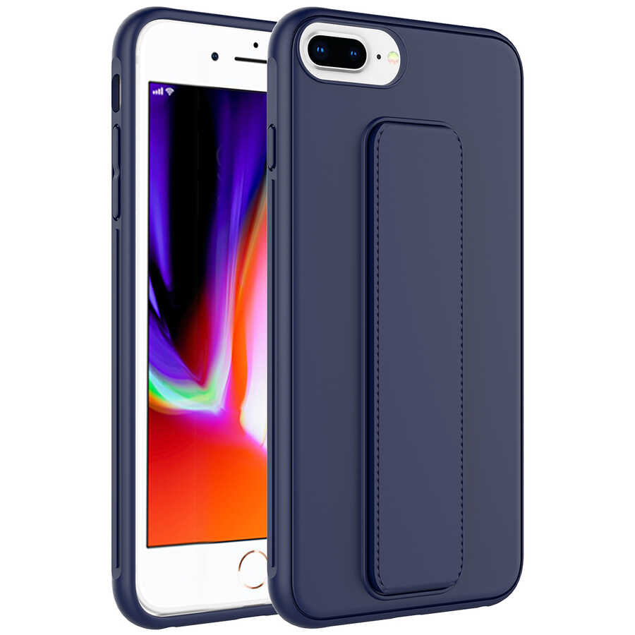 Apple iPhone 8 Plus Kılıf Zore Qstand Kapak Lacivert